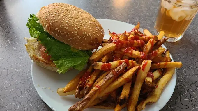 Homemade smash burger at White Star Diner in downtown Winnipeg
